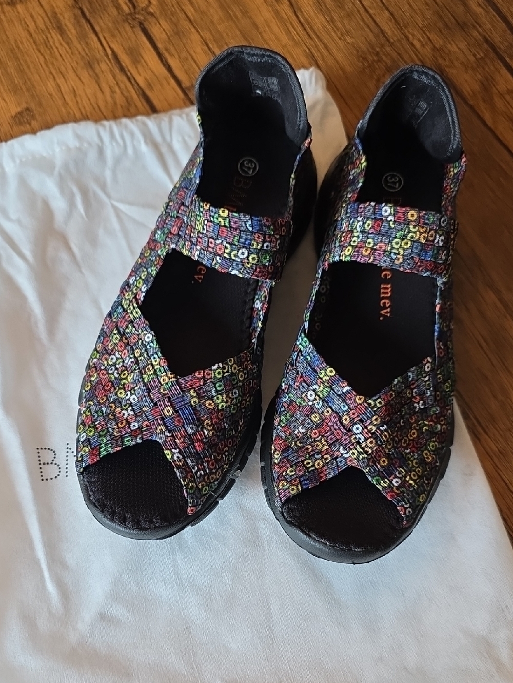 bernie mev. Dazzle Mary Jane Open Toe Sandal - Comfort Slip-On